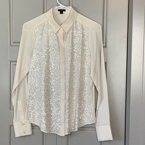 Ann Taylor Sequenced creamy silk blouse